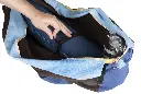 Extra Large brown Duffle bag with a water bottle holder inside and a sewn in Yoga Strap.webp