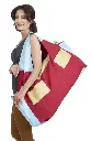 Extra Large Burgundy Duffle bag with a water bottle holder inside and a sewn in Yoga Strap.webp