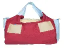Back view of a red yoga mat bag with 2 zippers at the back and built in yoga straps.webp