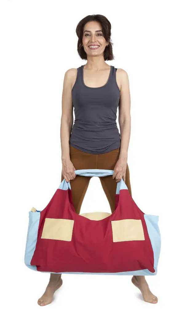 Very large yoga accessories bag woth pockets Burgundy.webp